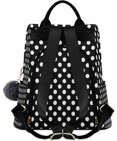 Polka Dot Black White Large Women's Fashion Casual Backpack Purse Shoulder Travel Bag $20.79 Backpacks