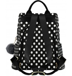 Polka Dot Black White Large Women's Fashion Casual Backpack Purse Shoulder Travel Bag $20.79 Backpacks