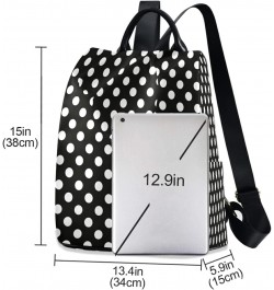 Polka Dot Black White Large Women's Fashion Casual Backpack Purse Shoulder Travel Bag $20.79 Backpacks