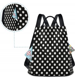 Polka Dot Black White Large Women's Fashion Casual Backpack Purse Shoulder Travel Bag $20.79 Backpacks