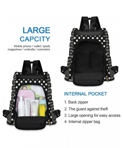 Polka Dot Black White Large Women's Fashion Casual Backpack Purse Shoulder Travel Bag $20.79 Backpacks