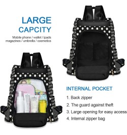 Polka Dot Black White Large Women's Fashion Casual Backpack Purse Shoulder Travel Bag $20.79 Backpacks