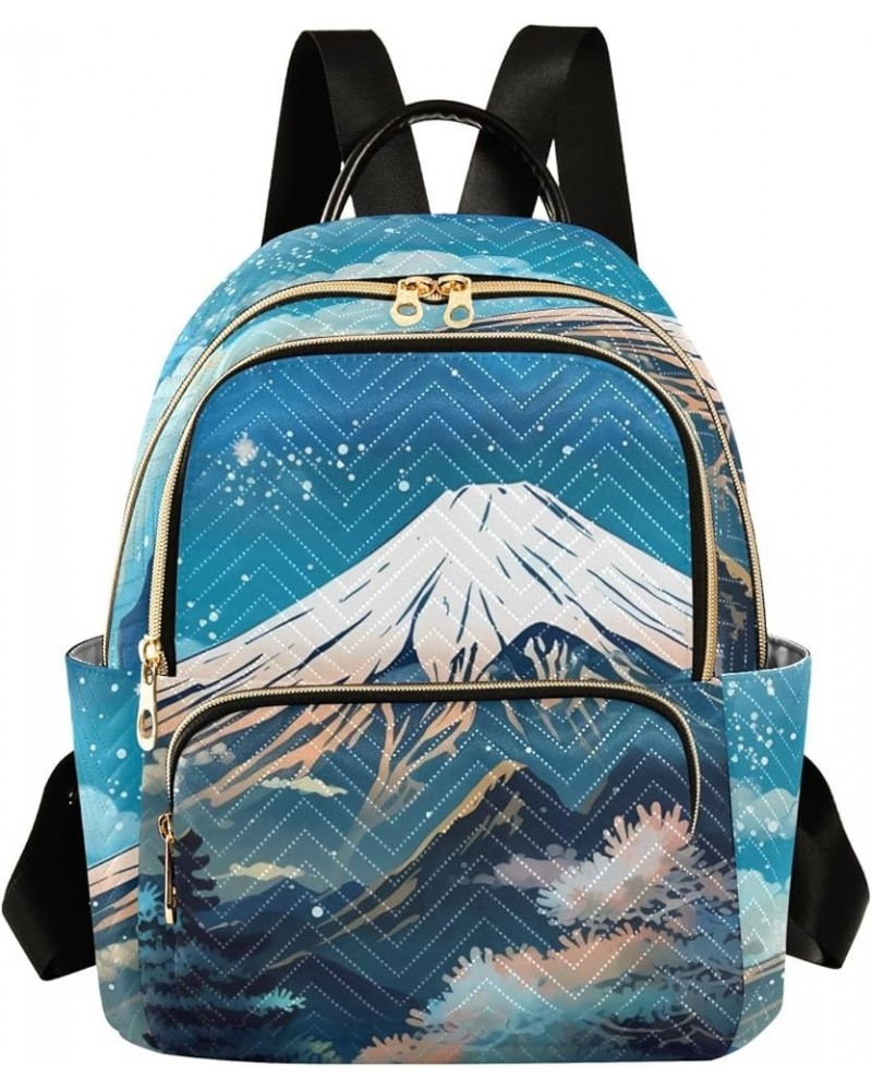 Women's Medium Fashion Backpack Painting Mountain Snow Print Ladies Travel Daypack Aesthetic Shoulder Bag 11.4×6.1×14.1 IN $2...