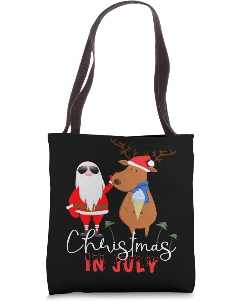 Christmas in July Tee Funny Santa Reindeer Summer Vacation Tote Bag $9.44 Totes