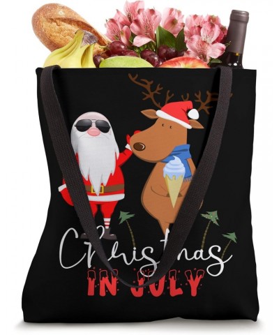 Christmas in July Tee Funny Santa Reindeer Summer Vacation Tote Bag $9.44 Totes