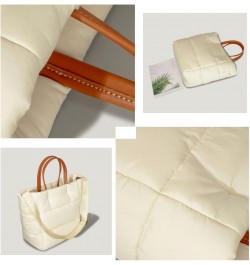 Puffer Tote Bag, Trendy Chic Quilted Large Padded Designer Handbags Shoulderbags for Women Winter Soft Shoulder Bag Khaki $20...