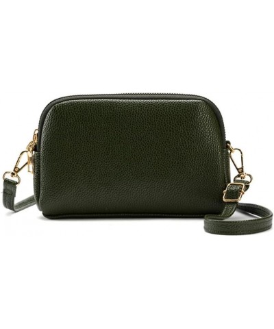 Leather Crossbody Bag for Women Small Size Handbag Messenger Sling Bag Mobile Phone Bag Green $12.75 Totes