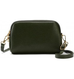 Leather Crossbody Bag for Women Small Size Handbag Messenger Sling Bag Mobile Phone Bag Green $12.75 Totes