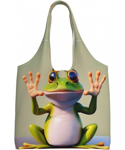 The Funny Frog Doing Yoga One-Shoulder Commuting Canvas Bag,Fashionable And Lightweight,Extra Large Capacity,Easy To Store,So...