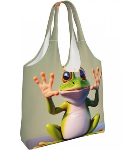 The Funny Frog Doing Yoga One-Shoulder Commuting Canvas Bag,Fashionable And Lightweight,Extra Large Capacity,Easy To Store,So...