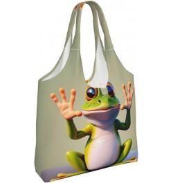 The Funny Frog Doing Yoga One-Shoulder Commuting Canvas Bag,Fashionable And Lightweight,Extra Large Capacity,Easy To Store,So...