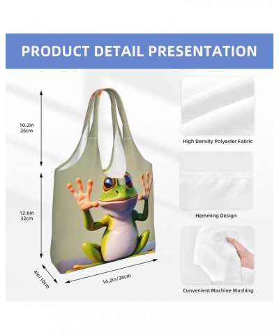 The Funny Frog Doing Yoga One-Shoulder Commuting Canvas Bag,Fashionable And Lightweight,Extra Large Capacity,Easy To Store,So...