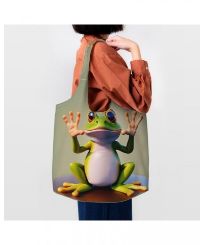 The Funny Frog Doing Yoga One-Shoulder Commuting Canvas Bag,Fashionable And Lightweight,Extra Large Capacity,Easy To Store,So...