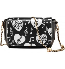 Valentines Crossbody Handbag Melody Heart Music Note Black White PU Leather Shoulder Bag Sturdy Travel Pouch Compact Chic Bag...