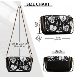 Valentines Crossbody Handbag Melody Heart Music Note Black White PU Leather Shoulder Bag Sturdy Travel Pouch Compact Chic Bag...