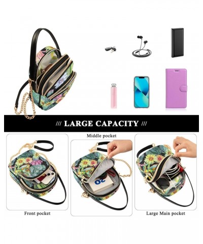 Cactuses Chameleons Crossbody Bag for Women Cell Phone Purse Wallet with Removable Chain Shoulder Handbag for Work Phone Trav...