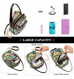 Cactuses Chameleons Crossbody Bag for Women Cell Phone Purse Wallet with Removable Chain Shoulder Handbag for Work Phone Trav...