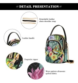 Cactuses Chameleons Crossbody Bag for Women Cell Phone Purse Wallet with Removable Chain Shoulder Handbag for Work Phone Trav...