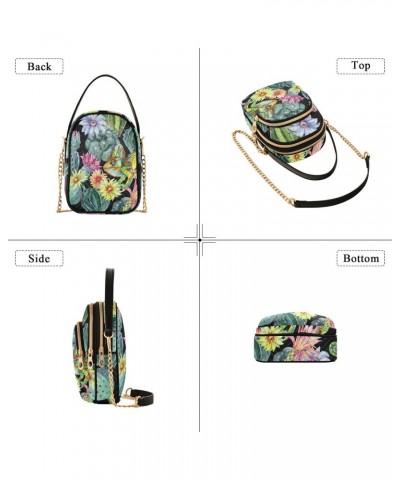 Cactuses Chameleons Crossbody Bag for Women Cell Phone Purse Wallet with Removable Chain Shoulder Handbag for Work Phone Trav...