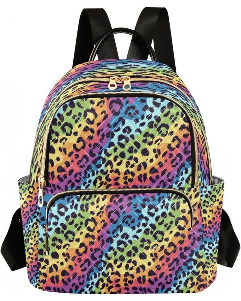 Bright Colors Leopard Spot Women Backpack Purse Ladies Fashion Shoulder Bag Daypack Travel Bag 7.5L Medium $15.19 Backpacks