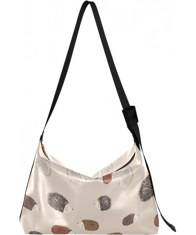 Beige Cute Hedgehogs Soft PU Leather Hobo Bags Large Leather Purse Colorful Animal Print Purse Women Bag Beige Cute Hedgehogs...