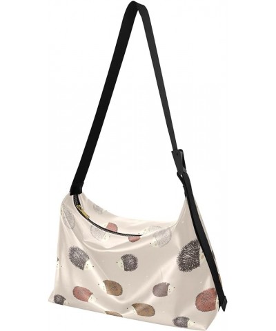 Beige Cute Hedgehogs Soft PU Leather Hobo Bags Large Leather Purse Colorful Animal Print Purse Women Bag Beige Cute Hedgehogs...