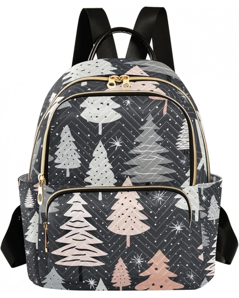 Christmas Tree on Dark Grey Quilted Backpack Backpack Purses Anti Theft Backpack Christmas Tree on Dark Grey Small $17.14 Bac...