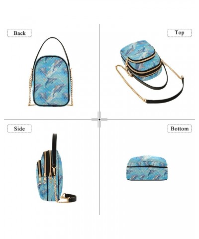 Crossbody Bag for Women, Blue Whales Phone Purse Detachable Chain Bag Shoulder Handbag Wallet $14.39 Crossbody Bags