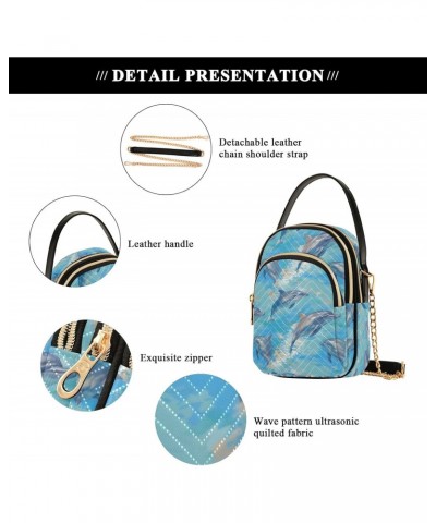 Crossbody Bag for Women, Blue Whales Phone Purse Detachable Chain Bag Shoulder Handbag Wallet $14.39 Crossbody Bags