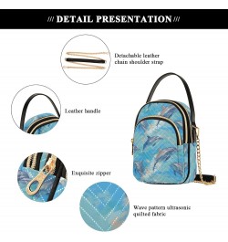 Crossbody Bag for Women, Blue Whales Phone Purse Detachable Chain Bag Shoulder Handbag Wallet $14.39 Crossbody Bags