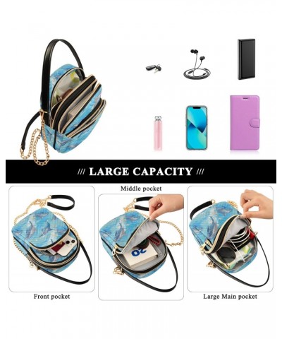 Crossbody Bag for Women, Blue Whales Phone Purse Detachable Chain Bag Shoulder Handbag Wallet $14.39 Crossbody Bags