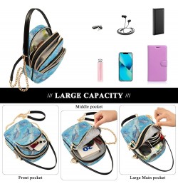 Crossbody Bag for Women, Blue Whales Phone Purse Detachable Chain Bag Shoulder Handbag Wallet $14.39 Crossbody Bags