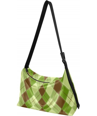 Women Boho Bag Tartan Plaid Green Brown Checker Shoulder Bag PU Leather Pouch Crossbody Bag Large Tote Handbag For Quick Geta...