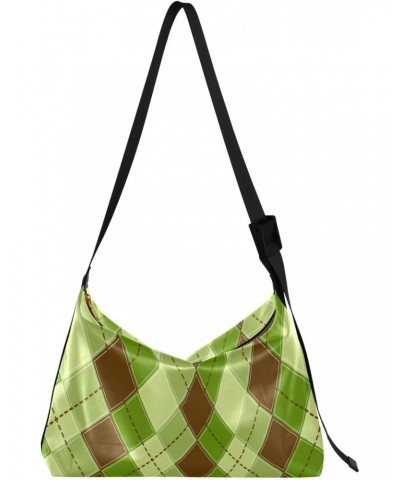 Women Boho Bag Tartan Plaid Green Brown Checker Shoulder Bag PU Leather Pouch Crossbody Bag Large Tote Handbag For Quick Geta...