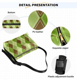 Women Boho Bag Tartan Plaid Green Brown Checker Shoulder Bag PU Leather Pouch Crossbody Bag Large Tote Handbag For Quick Geta...