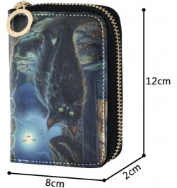 Watercolor Black Cat Gothic Style RFID Credit Card Holder Leather With Zipper Card Case Wallet for Women Girls $9.87 Wallets