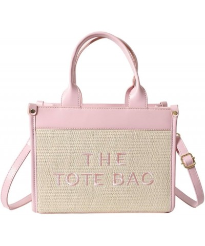 The Tote Bag for Women, Straw Beach Tote Summer Boho Crossbody, Handheld, Shoulder Bag for Travel Office School Pink $19.23 T...