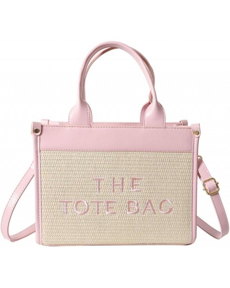 The Tote Bag for Women, Straw Beach Tote Summer Boho Crossbody, Handheld, Shoulder Bag for Travel Office School Pink $19.23 T...