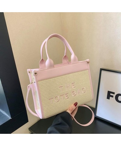 The Tote Bag for Women, Straw Beach Tote Summer Boho Crossbody, Handheld, Shoulder Bag for Travel Office School Pink $19.23 T...