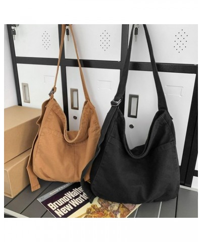 Messenger Bag Crossbody Y2K Aesthetic Casual Shoulder Handbag Canvas Tote Bag for Women (Black) Black $15.53 Totes