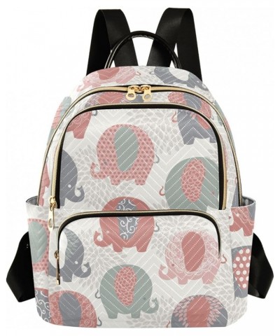 Cute Colorful Elephants Quilted Backpack for Women Purse Shoulder Bag Travel Bags for Work Daily Nurse M Small $17.66 Backpacks