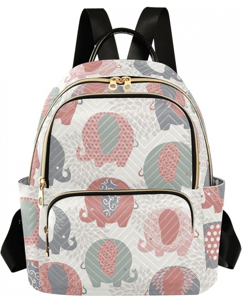 Cute Colorful Elephants Quilted Backpack for Women Purse Shoulder Bag Travel Bags for Work Daily Nurse M Small $17.66 Backpacks