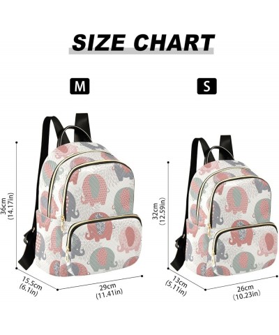 Cute Colorful Elephants Quilted Backpack for Women Purse Shoulder Bag Travel Bags for Work Daily Nurse M Small $17.66 Backpacks