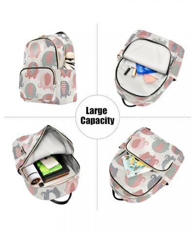 Cute Colorful Elephants Quilted Backpack for Women Purse Shoulder Bag Travel Bags for Work Daily Nurse M Small $17.66 Backpacks