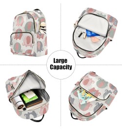 Cute Colorful Elephants Quilted Backpack for Women Purse Shoulder Bag Travel Bags for Work Daily Nurse M Small $17.66 Backpacks