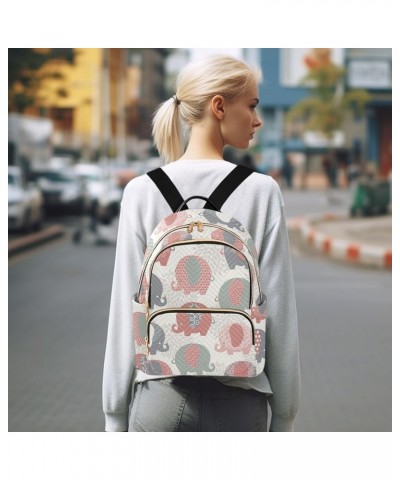 Cute Colorful Elephants Quilted Backpack for Women Purse Shoulder Bag Travel Bags for Work Daily Nurse M Small $17.66 Backpacks