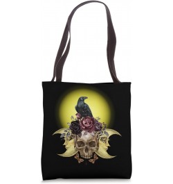 Gothic The Raven On A Skull Of Roses Poe Graphics Tote Bag $9.89 Totes