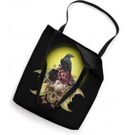 Gothic The Raven On A Skull Of Roses Poe Graphics Tote Bag $9.89 Totes