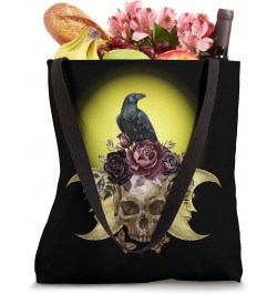 Gothic The Raven On A Skull Of Roses Poe Graphics Tote Bag $9.89 Totes