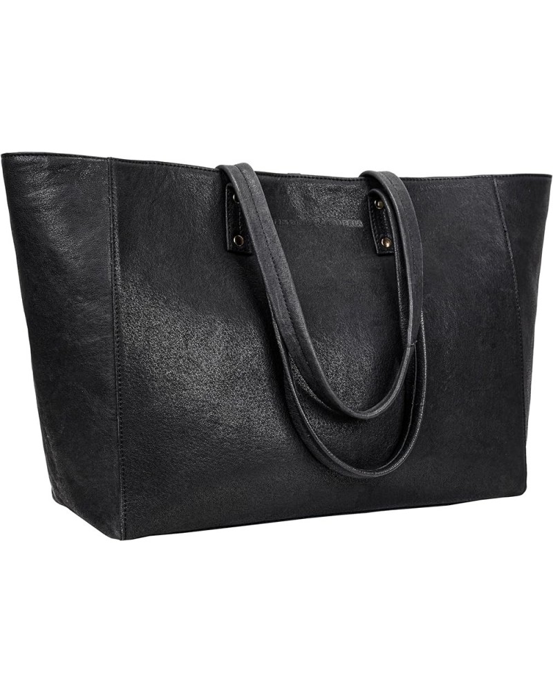 Gift For Mothers Day Avery Leather Tote/Top Handle Shoulder Bag for Women Washed Black $38.95 Shoulder Bags